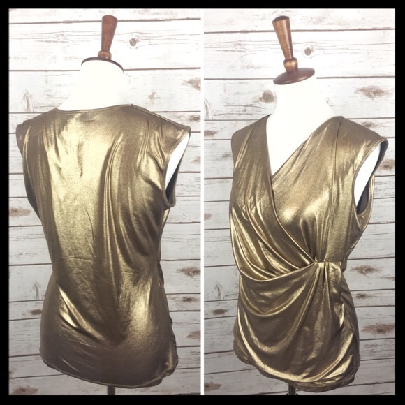 Calvin Klein Tops - SOLD 💜 calvin klein // wrap front tank top gold